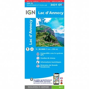 Carte IGN Lac d'Annecy (Résistante)