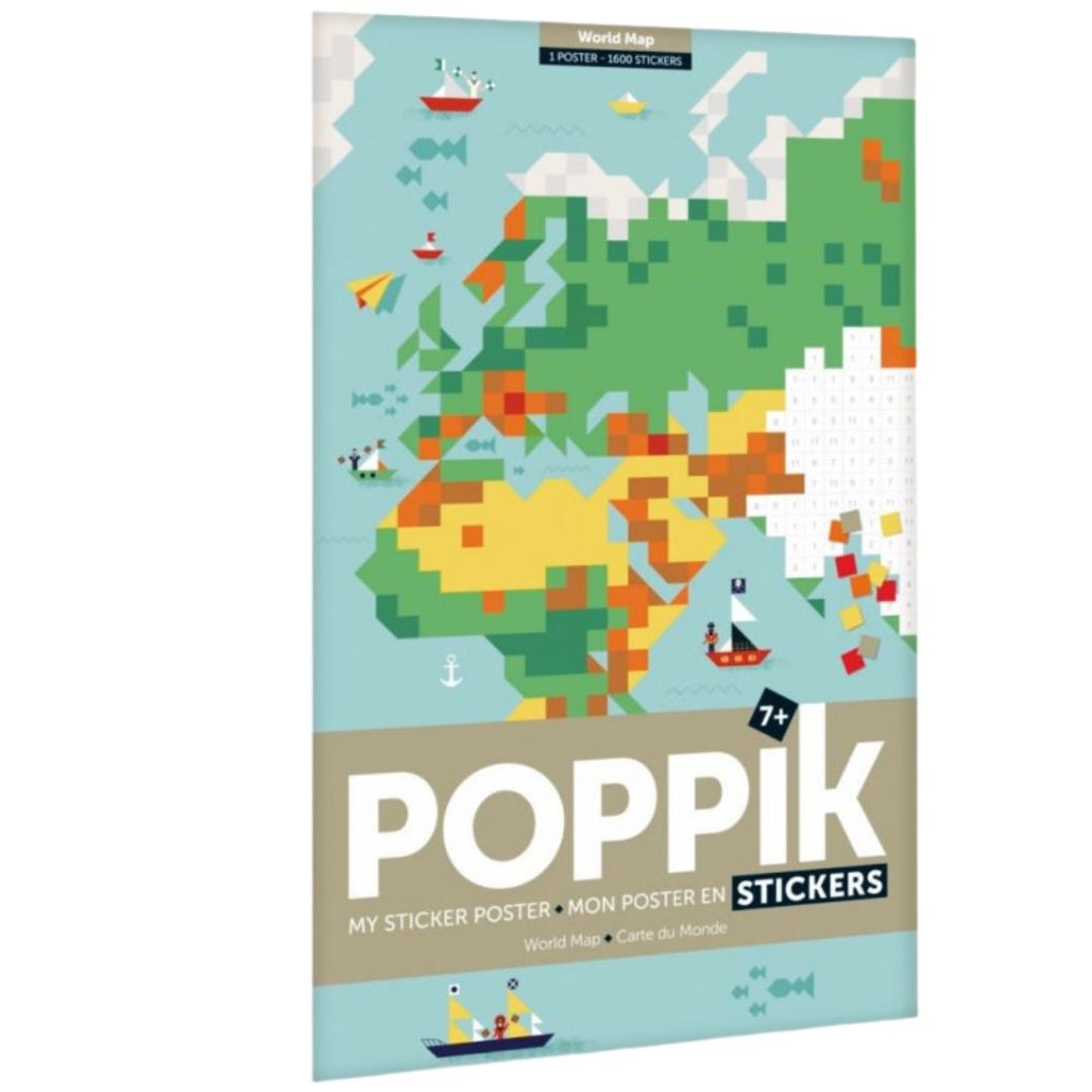 Posters à stickers pixels carte du monde