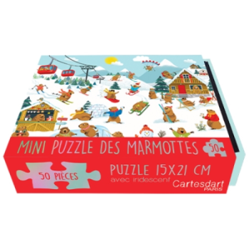 Mini Puzzle Marmotte 50 pièces Cartes d'Art