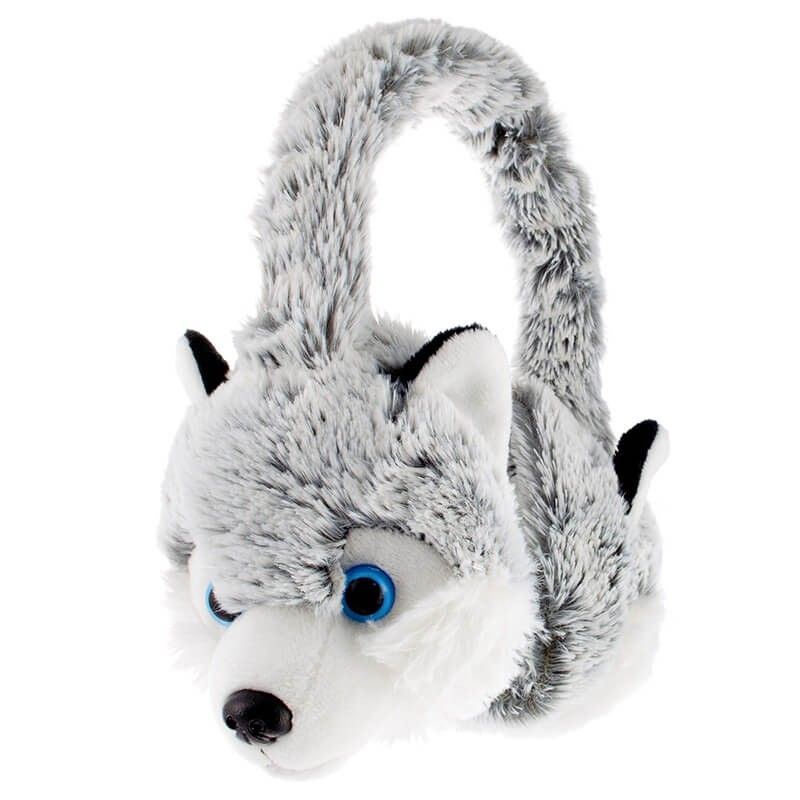 Caches-oreilles Husky peluche