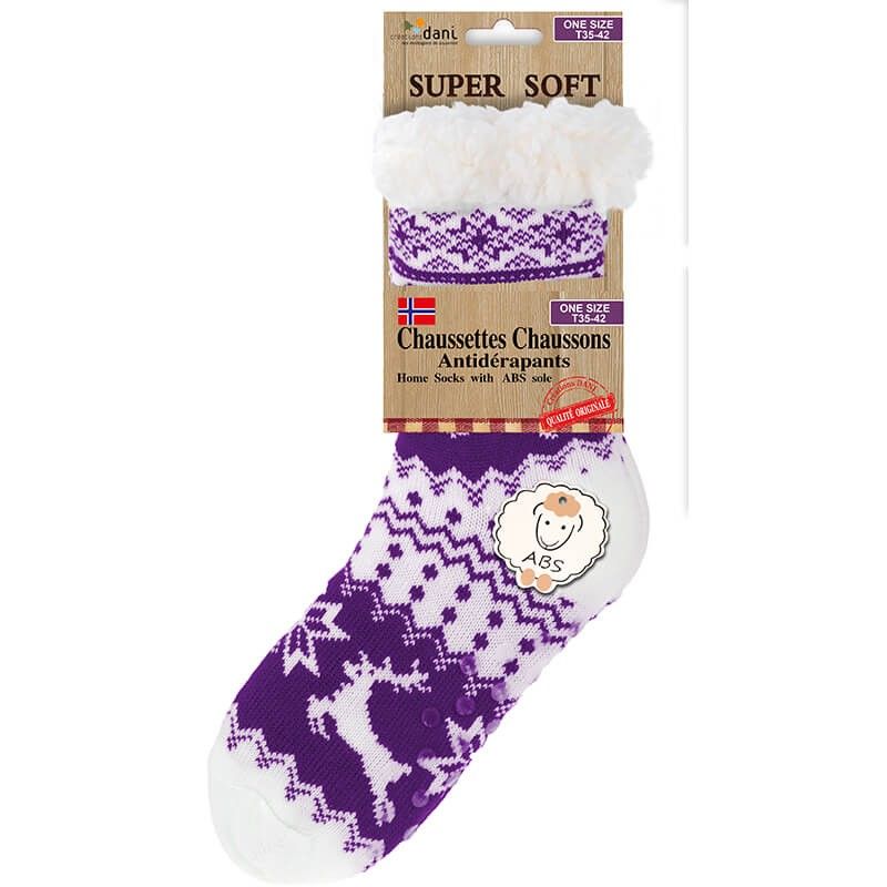 Chaussettes Chaussons antidérapantes violet