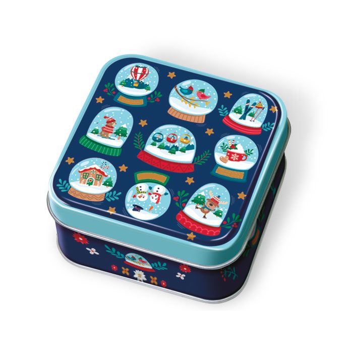 Boite Boules à neige avec bonbons Myrtille et Framboise