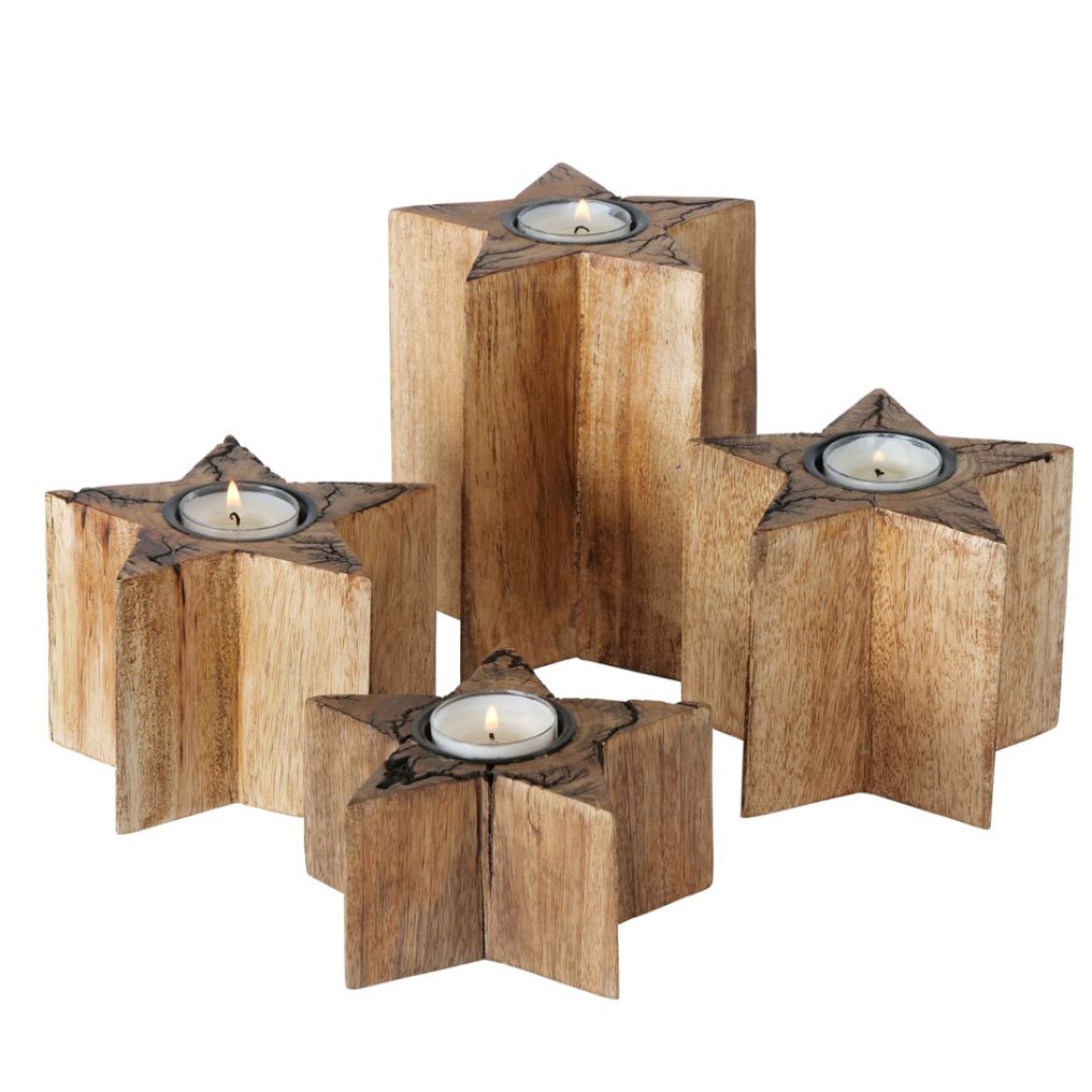 BOLTZE Bougeoir Etoile en bois