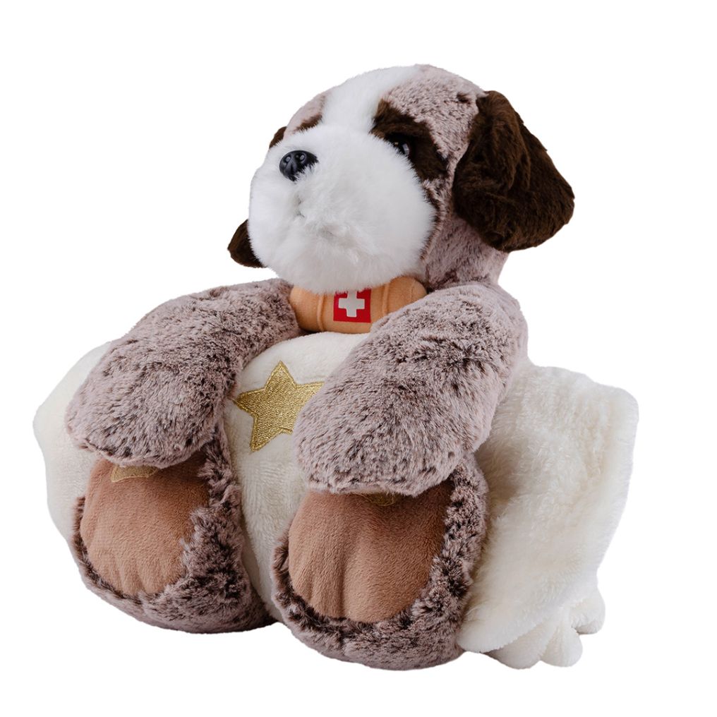 Peluche saint Bernard avec Couverture Plaid Dani Creations